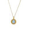 304 Stainless Steel Indian Sapphire Rhinestone Textured Geometric Pendant Necklaces for Women WG1D719-02-2