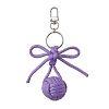 7Pcs Alloy Polyester Spandex Bowknot Ball Keychain KEYC-JKC01169-4