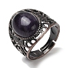 Natural Amethyst Oval Adjustable Rings RJEW-K271-06R-20-2