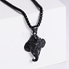 Retro Rock Punk Men's Elephant 304 Stainless Steel Pendant Necklaces TP5420-3-1