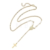 304 Stainless Steel Paperclip Chain and Shell Pearl Rosary Bead Necklaces NJEW-JN06248-2