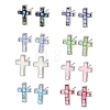 Brass Enamel Cross Stud Earrings EJEW-I322-03P-4