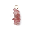 10Pcs 5 Colors 12 Constellation Natural Aquamarine & Citrine & Rose Quartz & Strawberry Quartz & Black Tourmaline Pendants PALLOY-JF02839-01-3