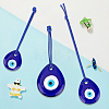 3Pcs 3 Colors Handmade Lampwork and Glass Blue Evil Eye Pendant Decorations HJEW-GF0001-76-7