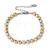 Duo Tone 304 Stainless Steel Micro Pave Clear Cubic Zirconia Beaded Bracelets SA-CBAB122-02B-4