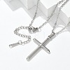 304 Stainless Steel Cross Pendant Cable Chain Necklaces NJEW-S442-05P-1