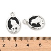 Rack Plating Alloy Black Enamel Pendants PALLOY-Q005-11P-3