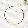 Rectangle Natural Baroque Keshi Pearl and Faceted Round Natural Tiger Eye Beaded Necklaces for Women NJEW-JN06682-01-1