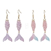 2 Pairs 2 Colors Fishtail Glass Seed Beaded Dangle Earrings EJEW-MZ00698-2