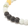 Natural Jadeite & Lava Rock Round Beaded Stretch Bracelet BJEW-JB07572-02-4