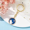 Flat Round with Rabbit Alloy Enamel Pendant Keychain KEYC-JKC00623-02-2