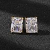 Brass Pave Clear Cubic Zirconia Stud Earrings for Women EJEW-F418-22G-1