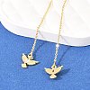 Bird Brass Micro Pave Clear Cubic Zirconia Ear Thread EJEW-H182-11G-2
