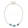 Ocean Synthetic Turquoise Starfish Turtle and Round Shell Pearl Beaded Necklaces NJEW-JN06168-4