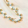 304 Stainless Steel & Faceted Round Synthetic Turquoise Beaded Necklaces for Women NJEW-C119-03A-1