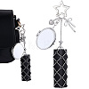 1Pc Oval Alloy & 667 Stainless Steel Macrame Pouch Pendant Decorations HJEW-CP0001-49B-1