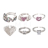 6Pcs 6 Style Brass Micro Pave Cubic Zirconia Solitaire Rings RJEW-LS0001-13P-2