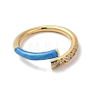 Rack Plating Brass Cubic Zirconia Open Cuff Rings for Women RJEW-S407-04G-2