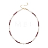 Faceted Round Natural Garnet and Rice Natural Pearl Beaded Necklaces for Women NJEW-JN05816-01-4