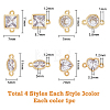 12Pcs 12 Styles Brass Pave Clear Cubic Zirconia Connector Charms KK-FH0005-86-2
