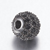 Brass Micro Pave Cubic Zirconia Beads ZIRC-E134-6mm-05B-2