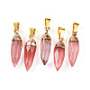 Synthetic Cherry Quartz Glass Pendants G-N345-01D-1