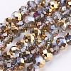 Half Plated Faceted Rondelle Electroplate Glass Beads Strands X-EGLA-D020-10x8mm-14-1