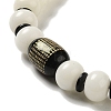 Natural Agate & White Jade Bodhi Root Round Beaded Stretch Bracelets BJEW-B080-18-2