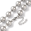304 Stainless Steel Round Beads Necklace for Women NJEW-B107-01C-P-2