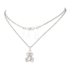Alloy Bear and White Round Pendant 304 Stainless Steel Cable Chain Double Layer Necklaces for Women NJEW-JN05758-02-5