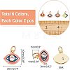  12Pcs 6 Style Brass Micro Pave Clear Cubic Zirconia Charms KK-NB0001-44-2