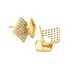 Rhombus Brass Micro Pave Clear Cubic Zirconia Stud Earring Findings KK-D102-03G-2