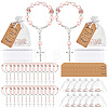 50Pcs Plastic Imitation Pearl and Porcelain Round Link Metal Virgin Cross Charm Rosary Bracelets BJEW-WA0001-07B-1