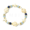 Shell Pearl & Natural & Synthetic Mixed Gemstone Beads Stretch Bracelets for Women BJEW-JB13898-01-3