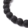 8mm Round Natural Lava Rock Beads Stretch Bracelets BJEW-JB10945-4