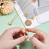 Brass Cat Eye Rotatable Clover Stud Earrings & Cuff Ring Ring & Titanium Steel Pendant Necklace SJEW-UN0001-25-4