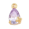 Brass Micro Pave Cubic Zirconia Charms KK-D265-01B-G-1