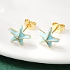 Brass Enamel Stud Earrings EJEW-R032-07G-01-3