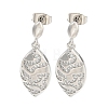 Leaf Brass Pave Clear Cubic Zirconia Dangle Earrings EJEW-M258-37P-1