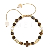 Natural Tiger Eye Faceted Cube Braided Bead Bracelets BJEW-JB14379-02-3