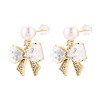 Bowknot Brass Micro Pave Clear Cubic Zirconia Dangle Stud Earrings PEAR-N017-07C-1