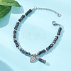 304 Stainless Steel Leaf Charm Bracelets BJEW-JB12939-01-2