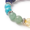 Natural & Synthetic Mixed Gemstone Round Beaded Stretch Bracelet BJEW-JB09261-4