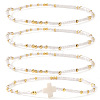 4Pcs Vintage Cylinder Seed Beads &  Brass Beaded Bracelet Sets VC6317-6-1