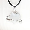 Natural Quartz Crystal Heart with Metal Hands Pendant Necklaces FX8013-5-1
