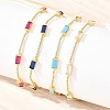 Brass Pave Rectangle Cubic Zirconia Link Chain Bracelets KK-CBA960E-14G-1