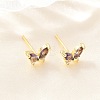 Brass Micro Pave Cubic Zirconia Stud Earrings for Women KK-A305-06G-4