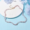 Natural Rose Quartz Chip Beaded Necklace NJEW-JN04616-03-2