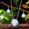 Three Flat Round Zinc Alloy Enamel Pendant Necklaces & Dangle Earrings Sets WGCF00E-02-2