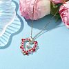 Glass Seed Beads & Shell Pearl Heart Pendant Necklaces NJEW-MZ00042-2